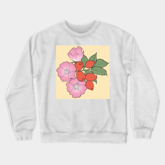 Dog Rose Crewneck Sweatshirt by senkova